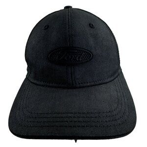 Ford Black Baseball Cap With Black Rubber Patch Logo Adjustable Strap OSFM